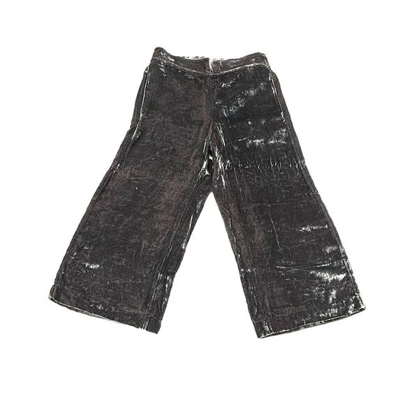 Madewell brown velvet silk blend wide leg crop pants size Small - Picture 4 of 9